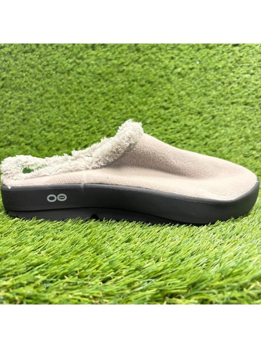 OOFOS OOcoozie Mens Size 11 Beige Black Casual Slip On Recovery Mules Shoes
